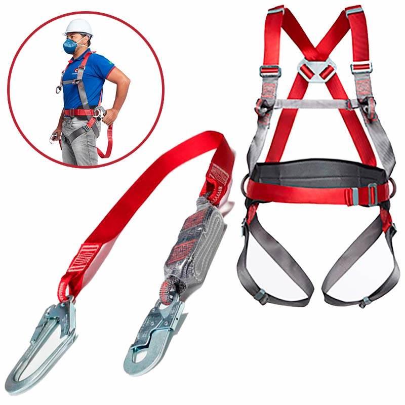 Cinto de Segurança Paraquedista 4 Pontos CP 1201 com Talabarte em Fita Absorvedora CP 2201 CAMPER