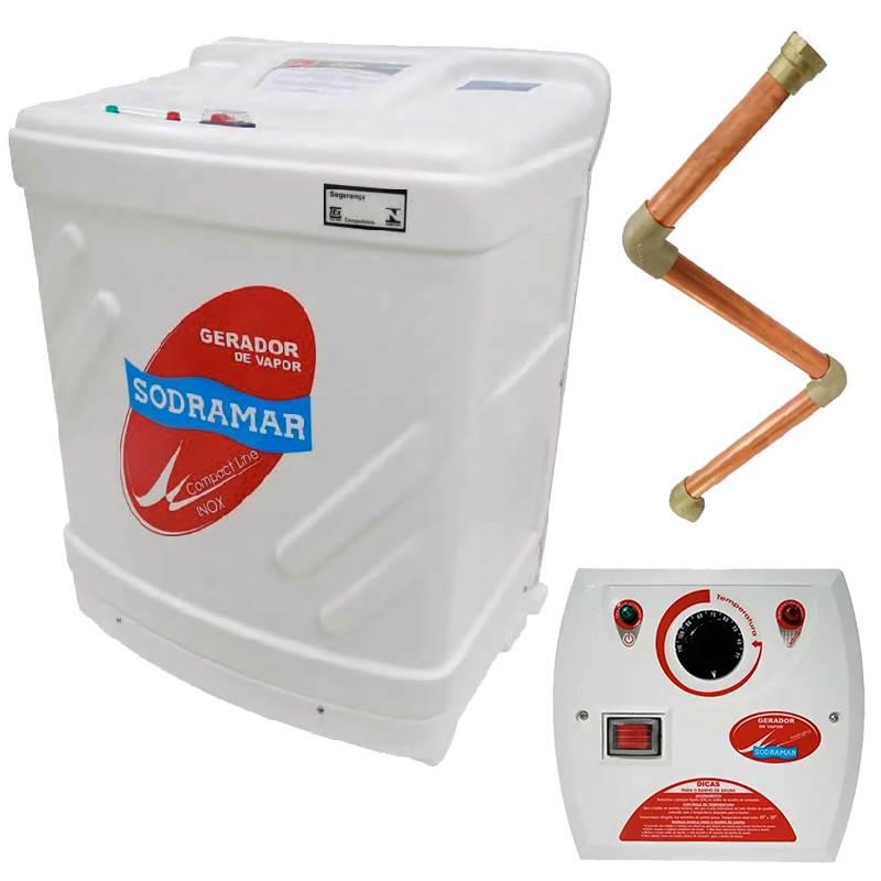 Gerador de Vapor Inox Para Sauna 12KW Trifásico 220V Quadro Analógico e Kit Instalação SODRAMAR