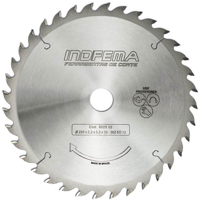 Disco de Serra Circular de Widea HW 10 POL 250 MM 36 Dentes 8025.02 INDFEMA