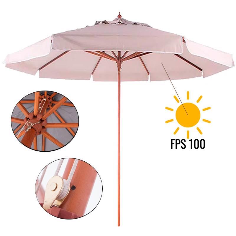 Ombrellone 4 Metros Bege em Bagum e Madeira 400806 BEL