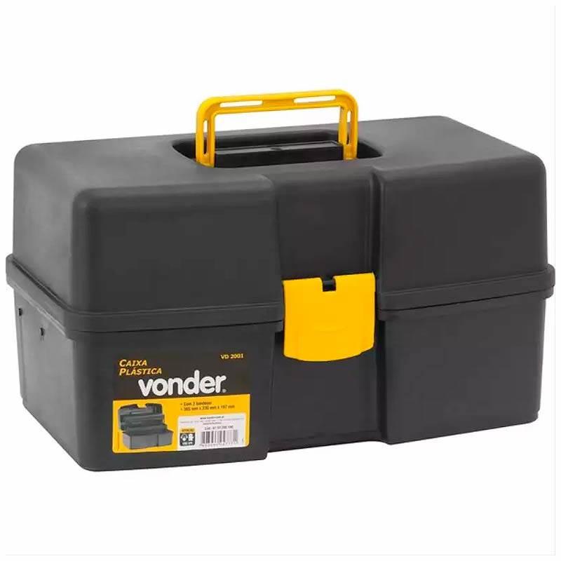 Caixa Plástica 14.5 POL para Ferramentas 2 Bandejas 37 x 22 x 20 CM VD 2001 VONDER