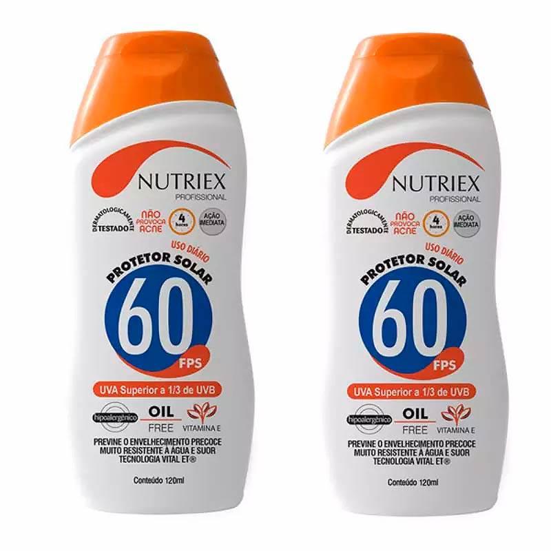 Protetor Solar FPS 60 120ML Bisnaga com 2 Unidades NUTRIEX