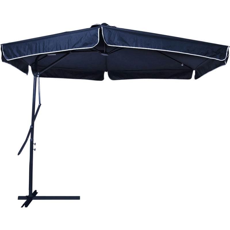 Ombrellone Suspenso 3 Metros Diâmetro com Alavanca e Articulado Poliéster Azul 820200 BEL