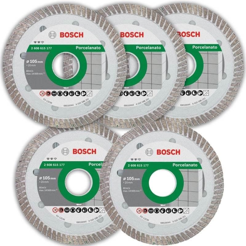 Disco de Corte Diamantado 4.3/8 POL 105 MM Fino Porcelanato Turbo com 5 Unidades BOSCH