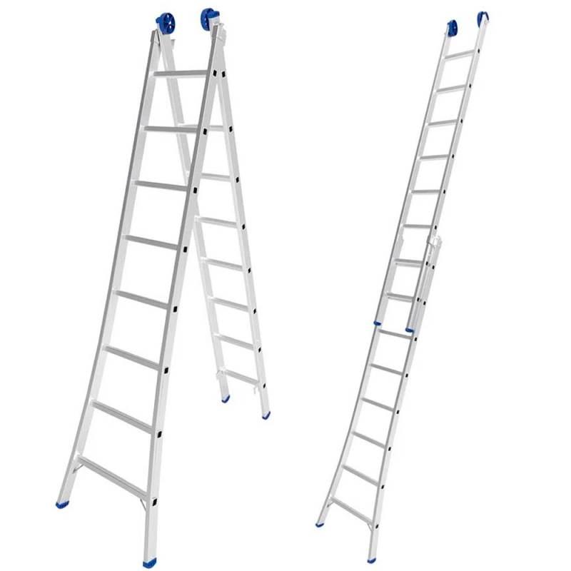 Escada de Alumínio Extensiva 2 x 8 Degraus 2.53 x 4.21 Metros MOR