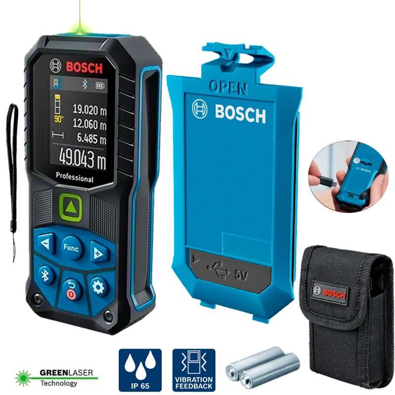 Kit Medidor Distância à Laser com Linhas Verdes 50-27CG e Bateria 1 Ah 3.7V USB-C BOSCH