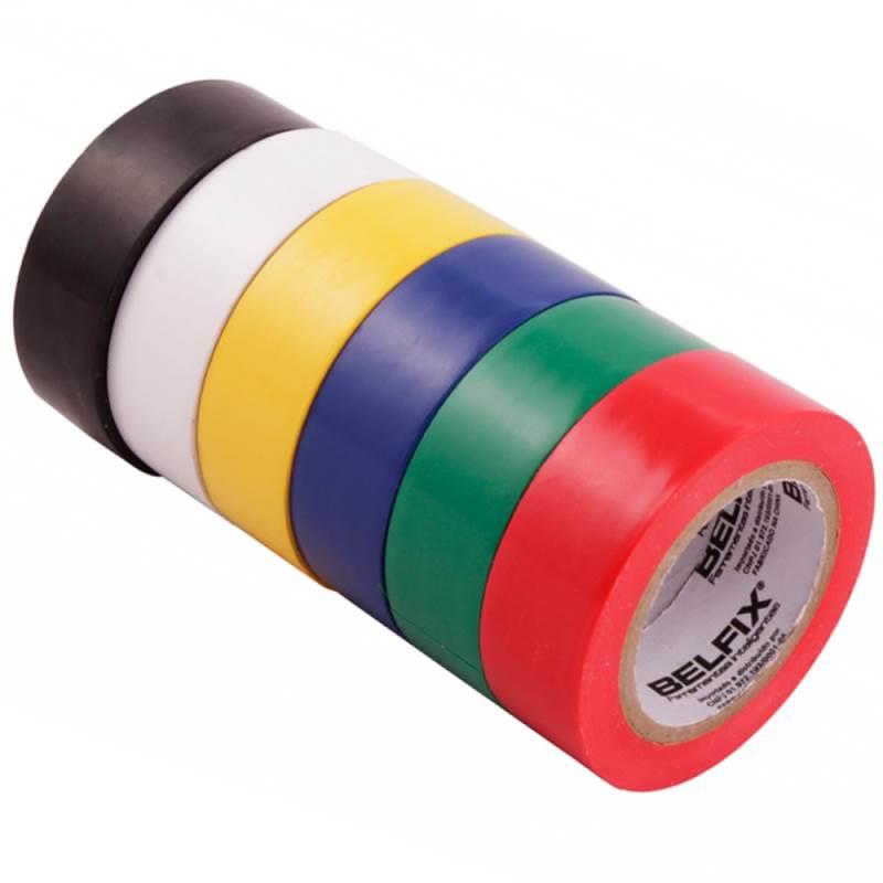 Fita Isolante 600V Antichama 19 MM x 10 Metros Colorida com 6 Rolos BEL