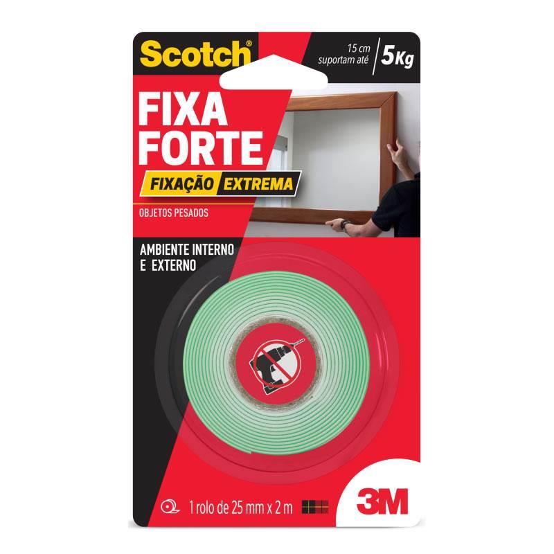 Fita Dupla Face 25 MM x 2 Metros Transparente Fixa Forte Extreme 3M