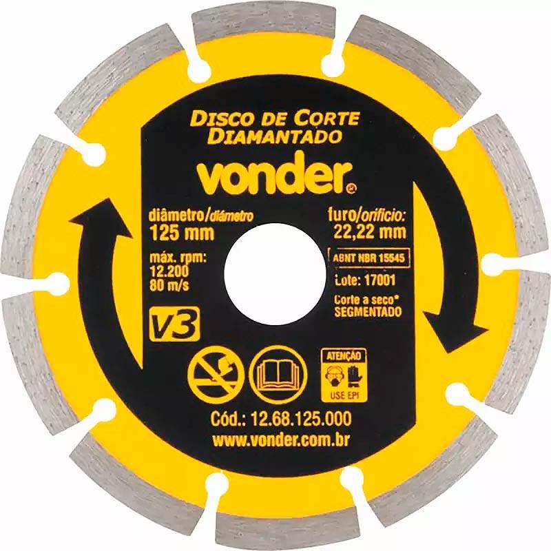 Disco Diamantado 5 POL x 22 MM Segmentado 125 MM V3 VONDER