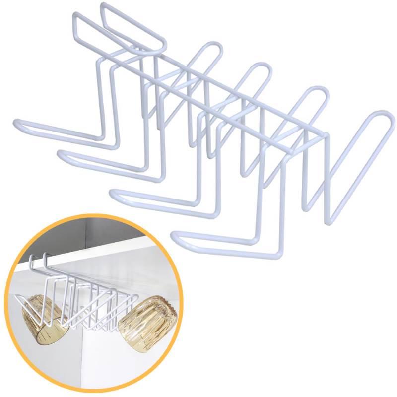 Suporte Organizador Porta Copos Suspenso Viena Branco até 8 Copos 991201 BEL