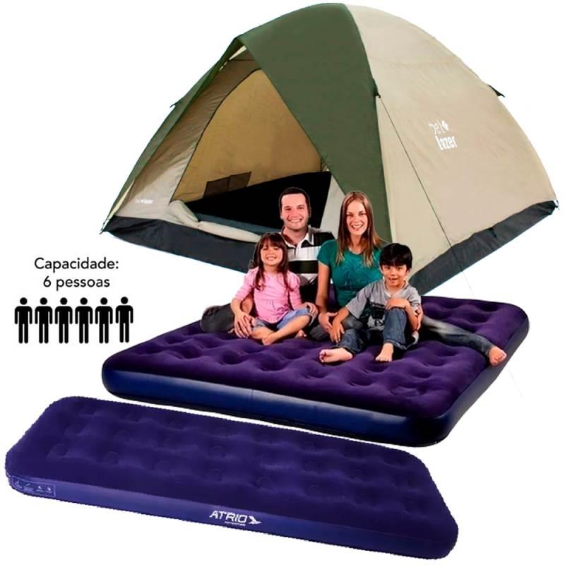 Barraca Camping Araguaia Alta Premium Impermeável BEL com Colchão Inflável Casal e Solteiro ATRIO