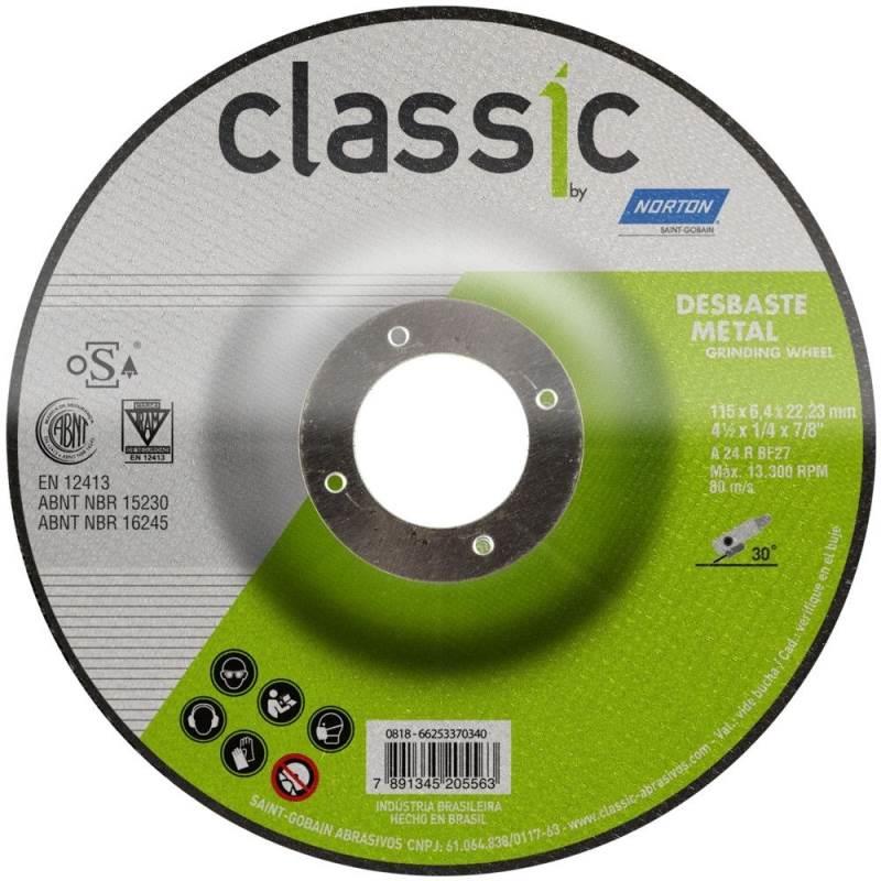Disco de Desbaste Metal 4.1/2 POL x 6.4 MM Furo 7/8 POL Classic NORTON