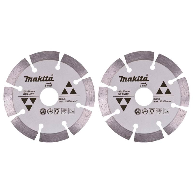 Disco de Corte Diamantado 4.1/8 POL 105 MM para Granito D-44351 com 2 Unidades MAKITA
