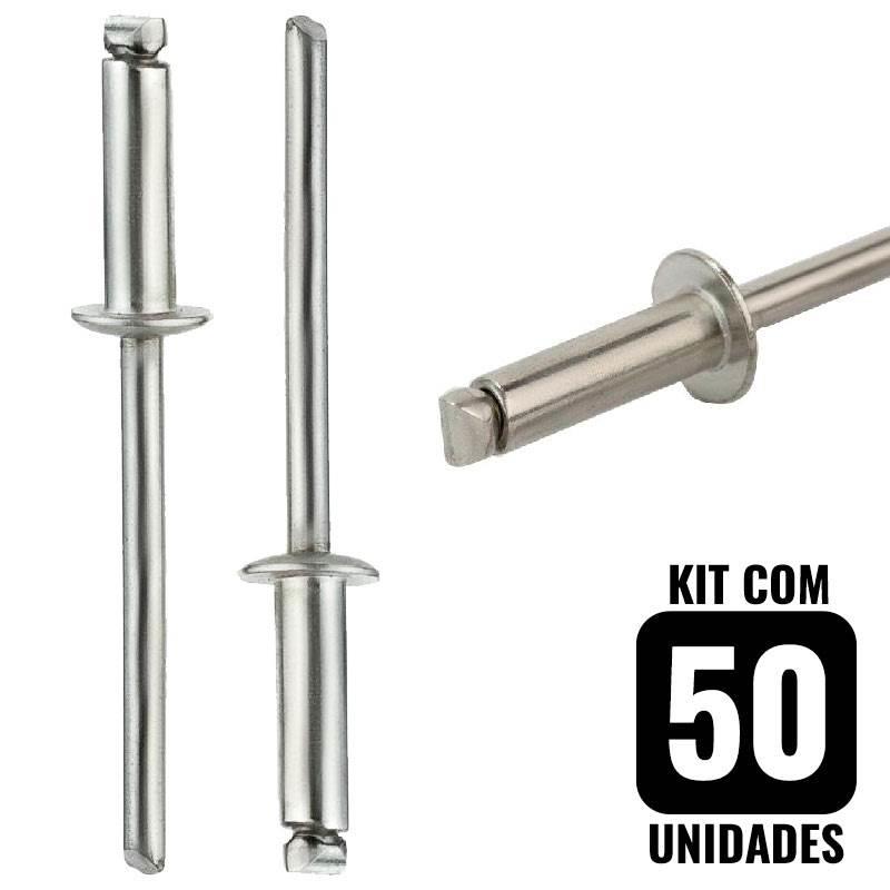 Rebite POP Inox 6.4 x 12 MM Aço Inox Kit com 50 Unidades BELENUS
