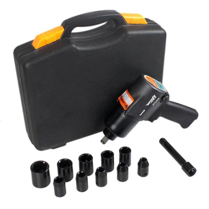 Chave de Impacto Pneumática 1/2 Pol F6183 com Jogo de Soquetes 14 Peças WAFT