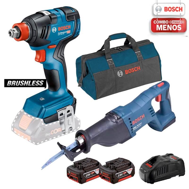 Chave de Impacto 18V BRUSHLESS 2 em 1 GDX18V-200 + Serra Sabre 18V GSA 18V-Li BOSCH