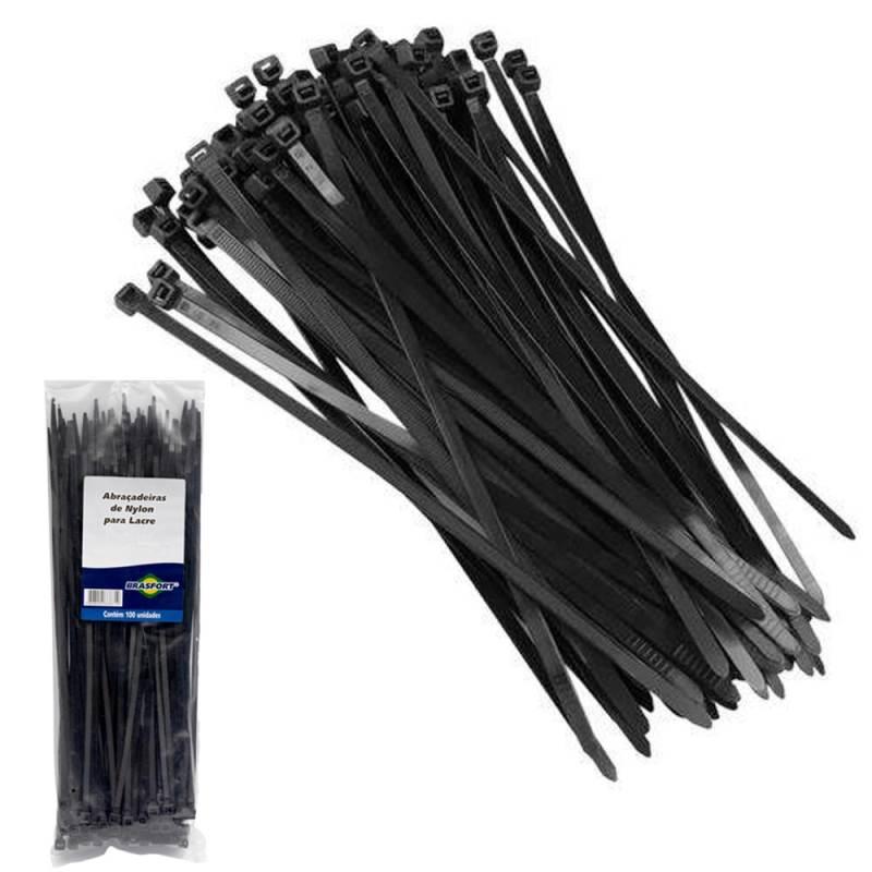 Abraçadeira de Nylon 300 x 4.8 MM Kit 100 Unidades Preto 8871 BRASFORT