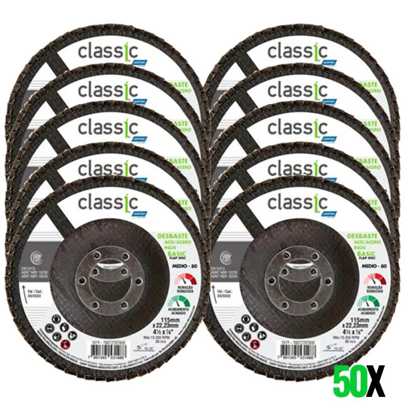 Disco de Lixa Flap 4.1/2 POL 50 Unidades Grão 80 Classic Basic NORTON