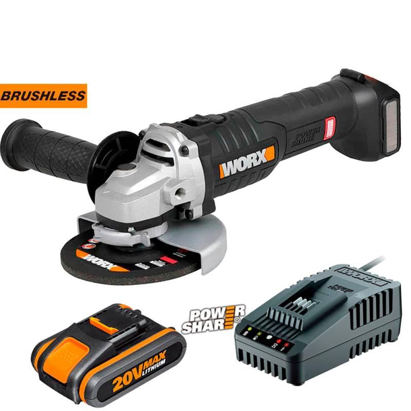 Kit Esmerilhadeira Angular à Bateria 20V com Bateria 2Ah e Carregador Power Share WORX