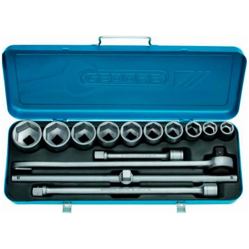 Jogo de Soquete com 14 Peças Encaixe 3/4 Pol 22 a 50mm Sextavado 32EMZ 017503 GEDORE