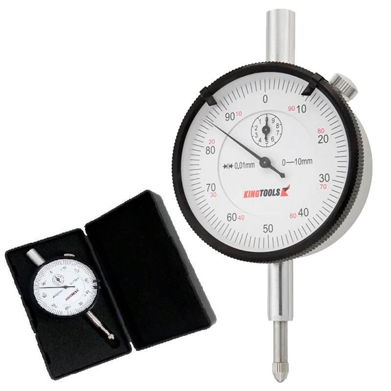Relógio Comparador 0-10mm Graduação 0.01mm Mostrador Continuo KINGTOOLS