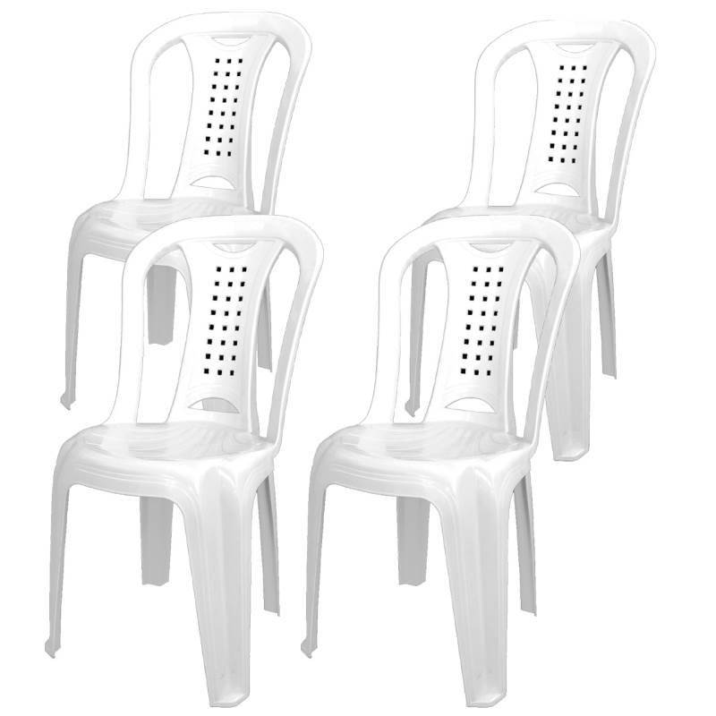 Cadeira Poltrona em Plástico Empilhável Ipanema Kit com 4 Peças DOLFIN