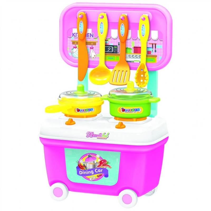 Mini Kit Carrinho Baú Chef Cozinha de Brinquedo BEL