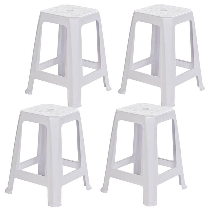 Banqueta Tabouret Branco Empilhável Kit com 4 Peças DOLFIN