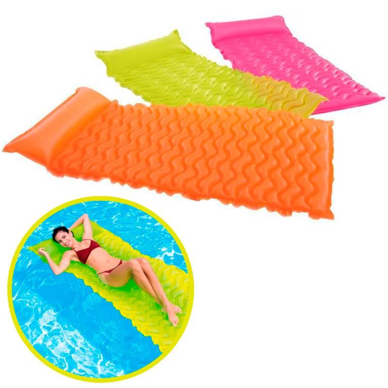 Colchão Boia Esteira Bronzeador Inflável para Piscina 229 x 86 CM Cores Variadas INTEX
