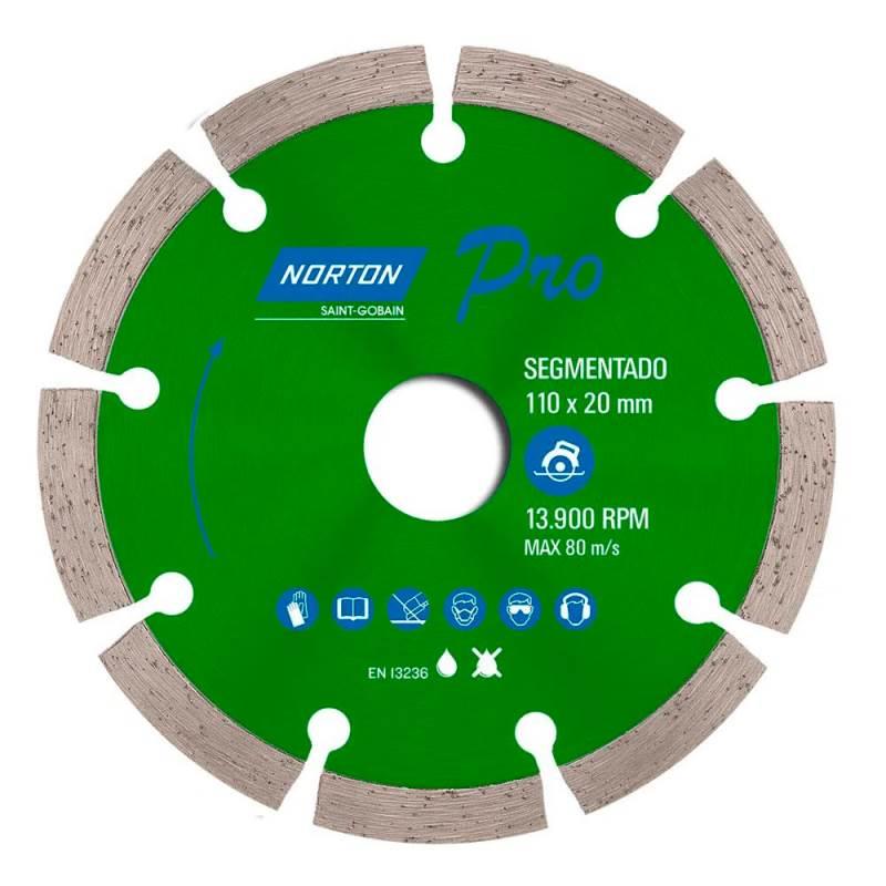 Disco Diamantado 4.3/8 POL 110x20 MM Segmentado PRO NORTON
