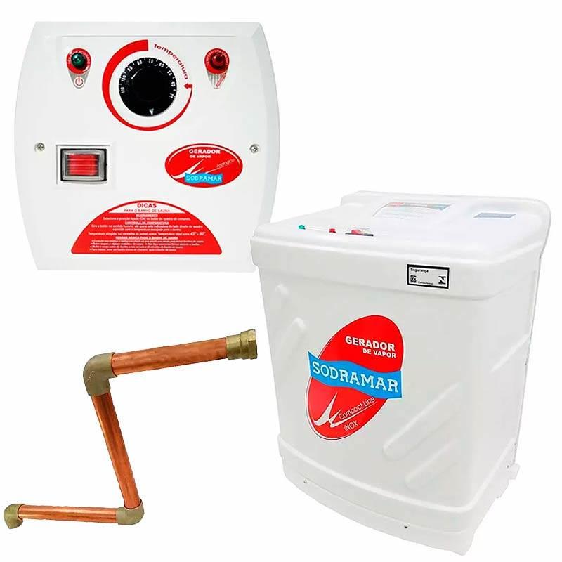 Gerador de Vapor Inox Para Sauna 6.0KW Bifásico 220V c/ Quadro Analógico e Kit Instalação SODRAMAR