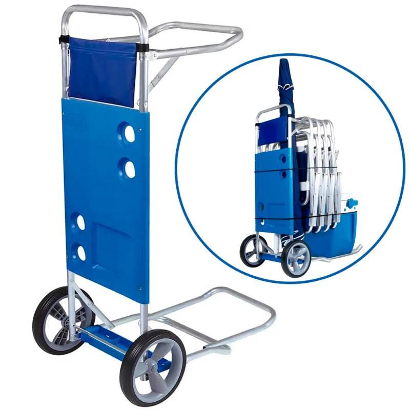 Carrinho de Praia em Alumínio com Avanço para Caixa Térmica MOR