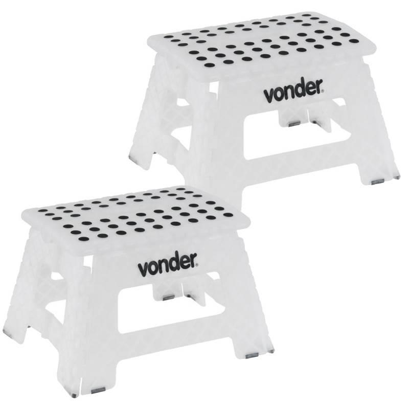 Banqueta Plástica Multiuso Dobrável 22 CM 150 KG com 2 Peças VONDER