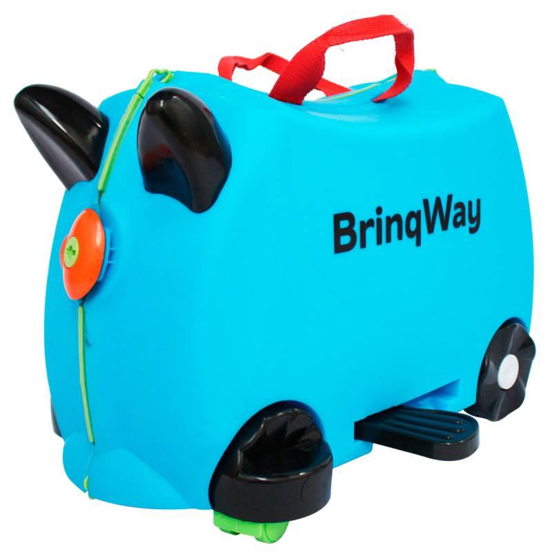 Mala Infantil Azul Tipo Carrinho com Puxador e Rodinhas BW070-AZ Azul IMPORTWAY