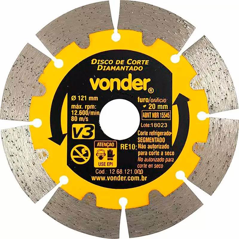 Disco de Corte Diamantado 121 MM Segmentado V3 para Cortador CPV 3150 VONDER
