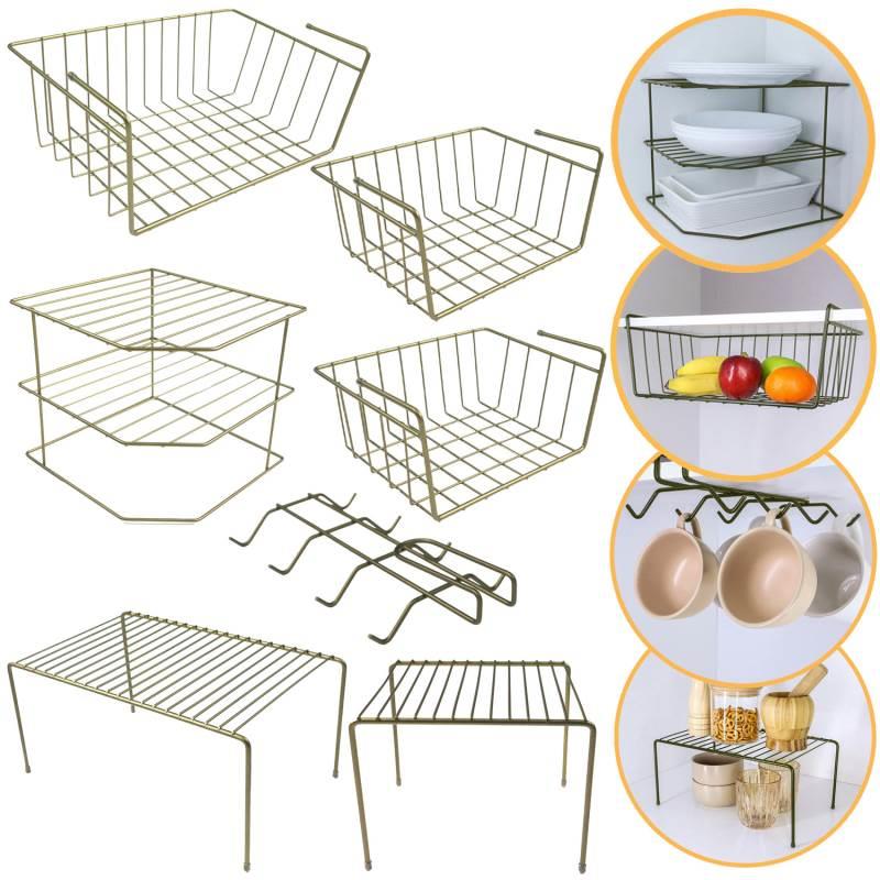 Kit Organizador para Armário com 7 Peças Viena Verde Oliva | 01 BEL