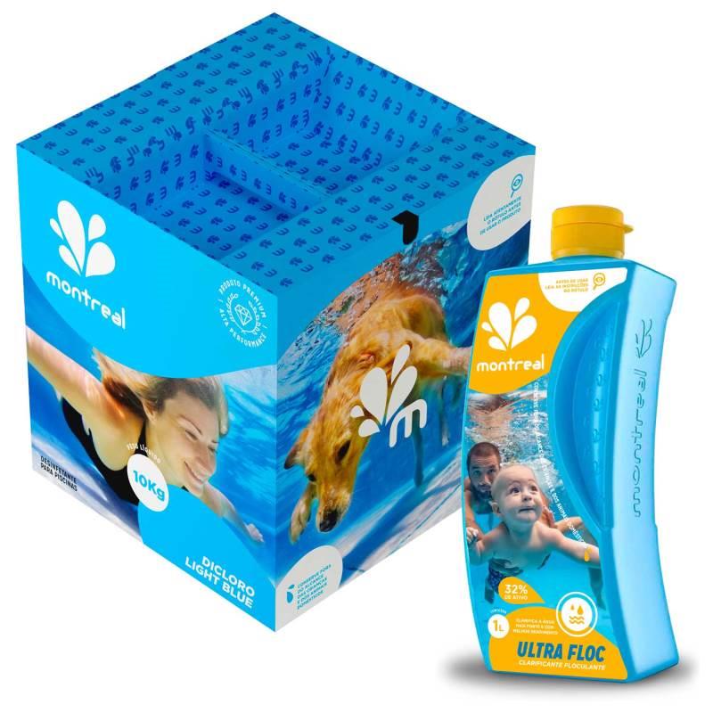 Cloro Granulado Light Blue 10 KG + Clarificante Floculante para Piscinas e Hidrotanques MONTREAL