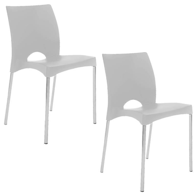 Cadeira Boston Pés em Alumínio Empilhável Branco Kit 2 Unidades F900000 GARDEN
