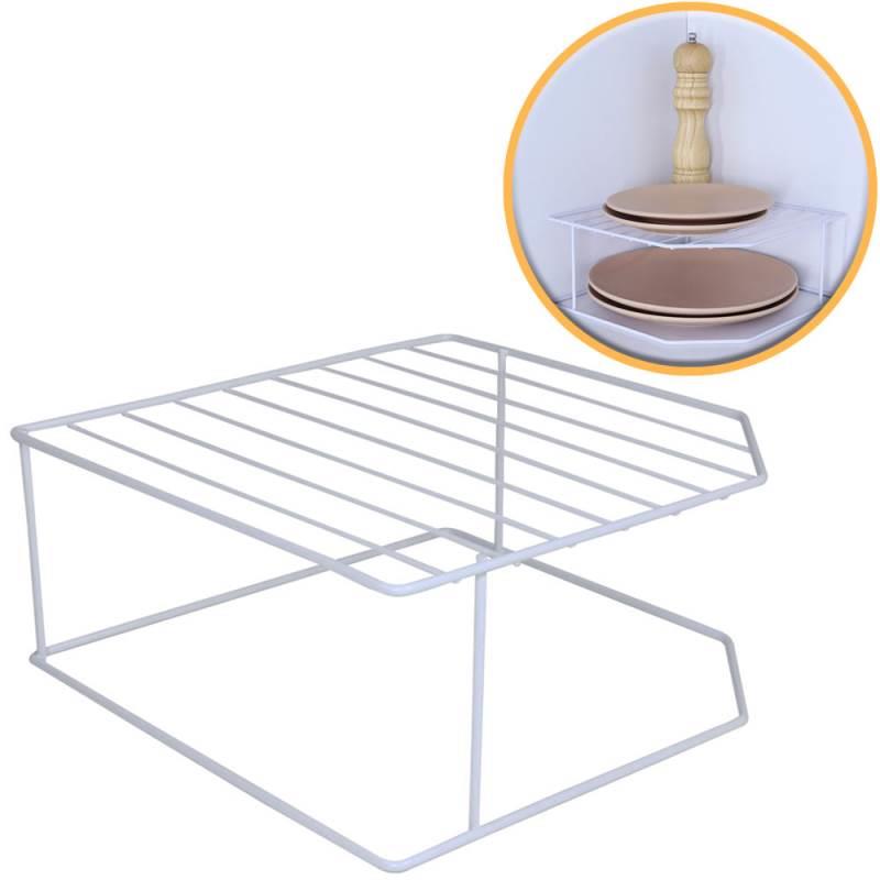 Organizador Porta Pratos Horizontal Viena 2 Níveis em Aço Branco 990701 BEL