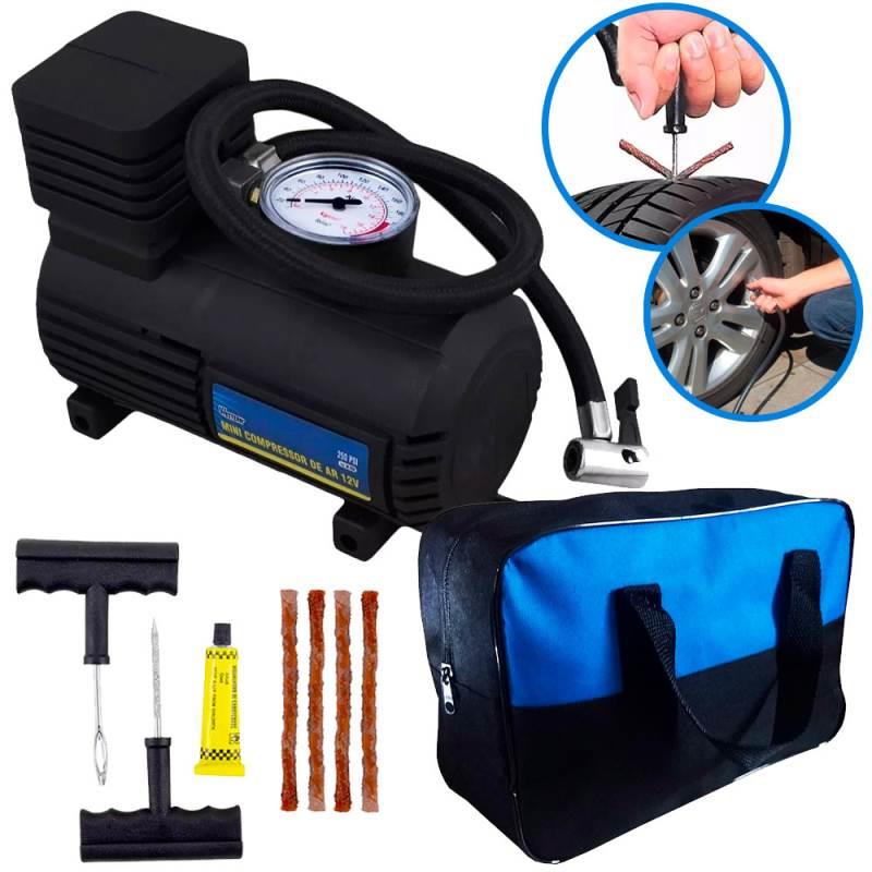 Compressor Automotivo 12V 250 PSI WESTERN com Kit Para Reparo + Bolsa