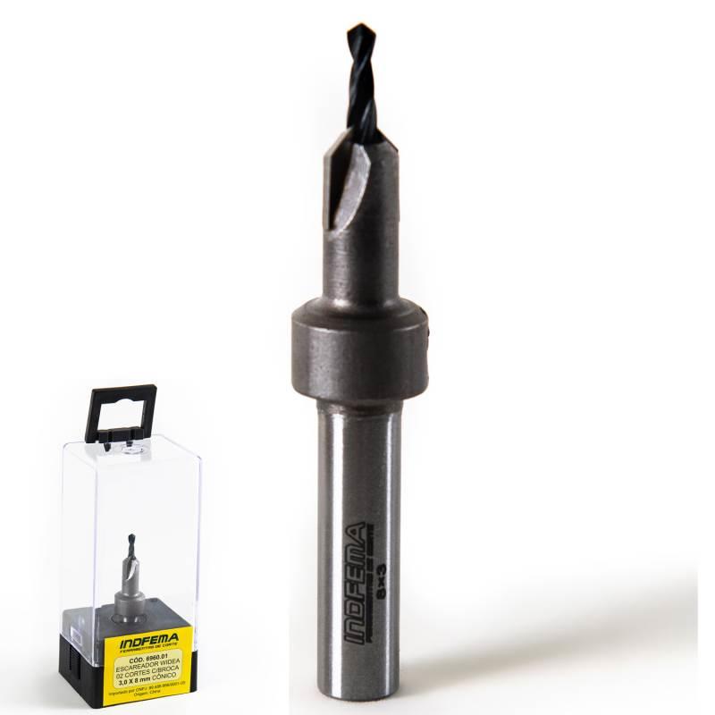 Escareador HW Cônico 2 Cortes com Broca 3.0 x 8mm 6960.01 INDFEMA