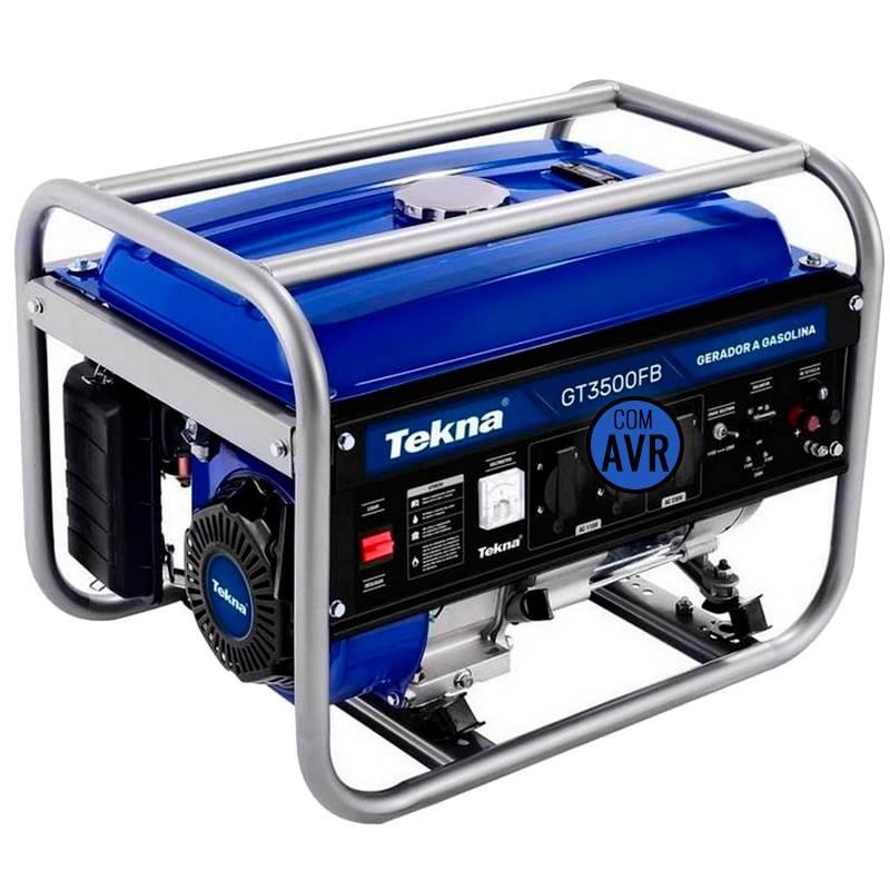 Gerador de Energia à Gasolina 6.5HP 3.1KVA 4 Tempos Bivolt GT3500FB TEKNA