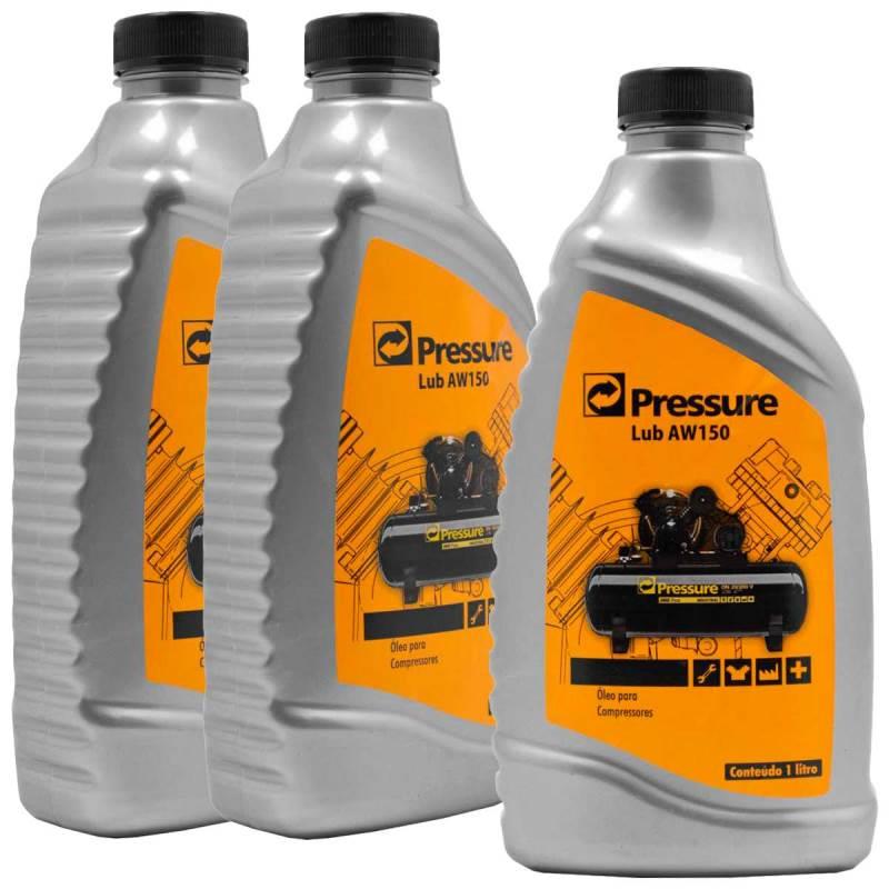 Óleo Lubrificante p/ Compressor Pistão 1 Litro Lub Aw150 OLB001 Kit 3 Unidades PRESSURE