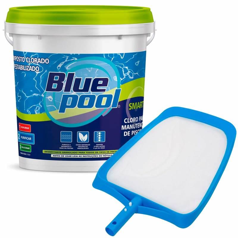 Cloro Smart para Piscina Balde 7.5 KG Bluepool + Peneira Nylon VEICO by FLUIDRA