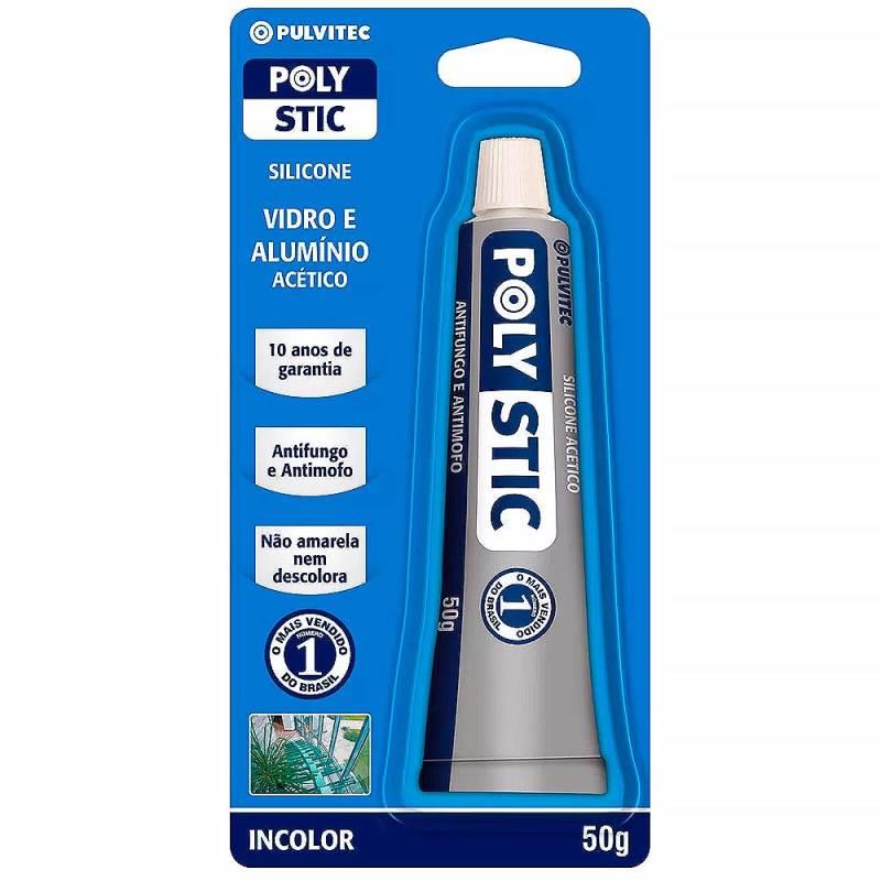 Silicone Incolor Acético Bisnaga 50G Para Vidro e Alumínio ZK110 PULVITEC