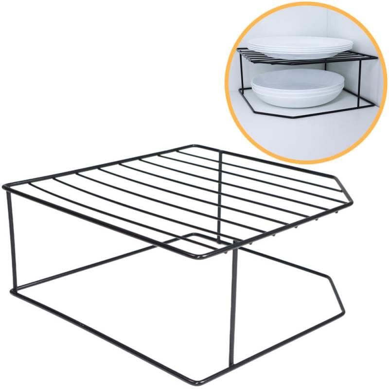 Organizador Porta Pratos Horizontal Viena 2 Níveis em Aço Preto 990707 BEL