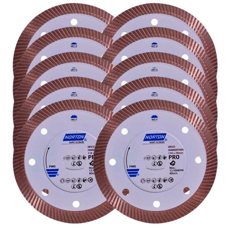 Combo Disco Diamantado 4.3/8 Pol Para Porcelanato Com 10 Peças Turbo Pro NORTON