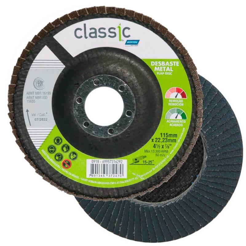 Disco de Lixa Flap 4.1/2 POL Grão 60 Classic R801 NORTON