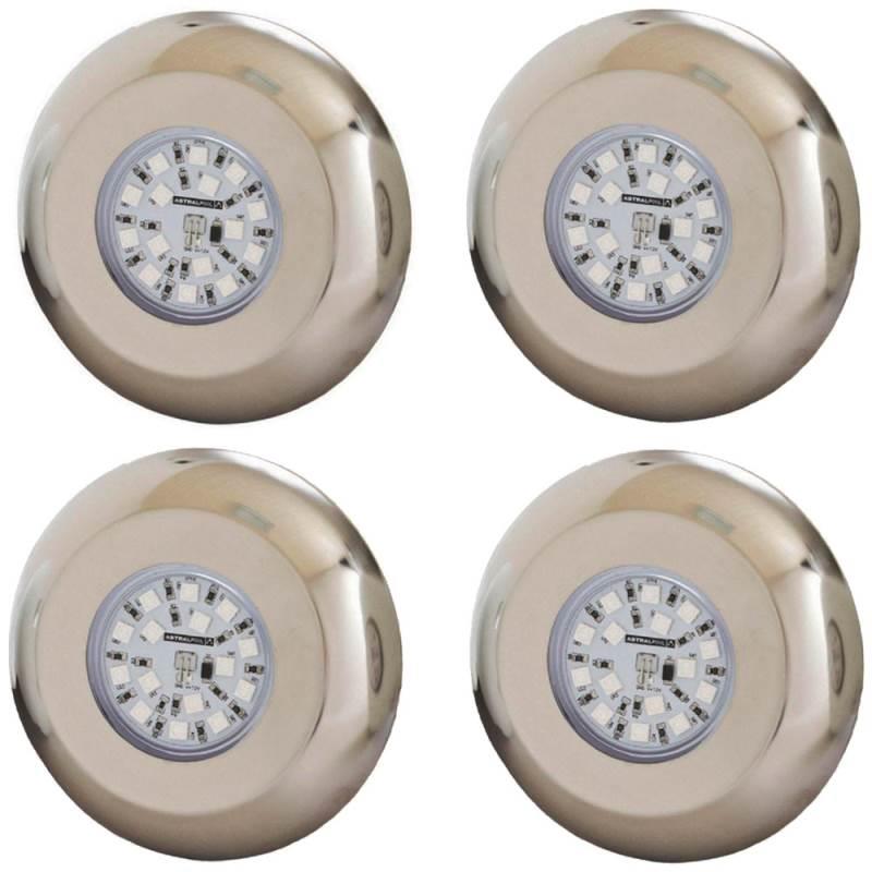 Kit 4 Refletores LED RGB para Piscina 3.2W Inox FLUIDRA