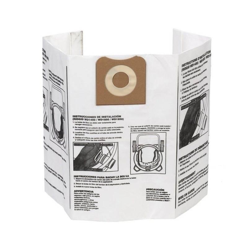 Filtro Aspirador de Pó Saco de Papel para Modelos WD1455. WD1456. WD1855 e WD1856 RIDGID